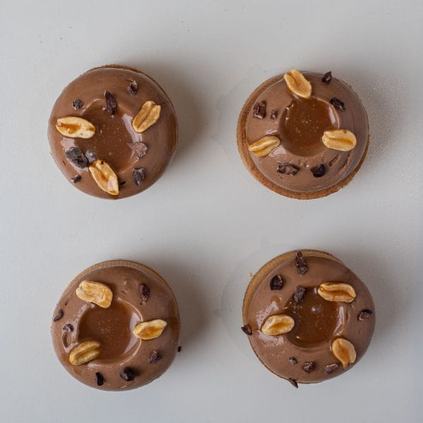 6 unidades Tarteleta de chocolate, maní y banana individual